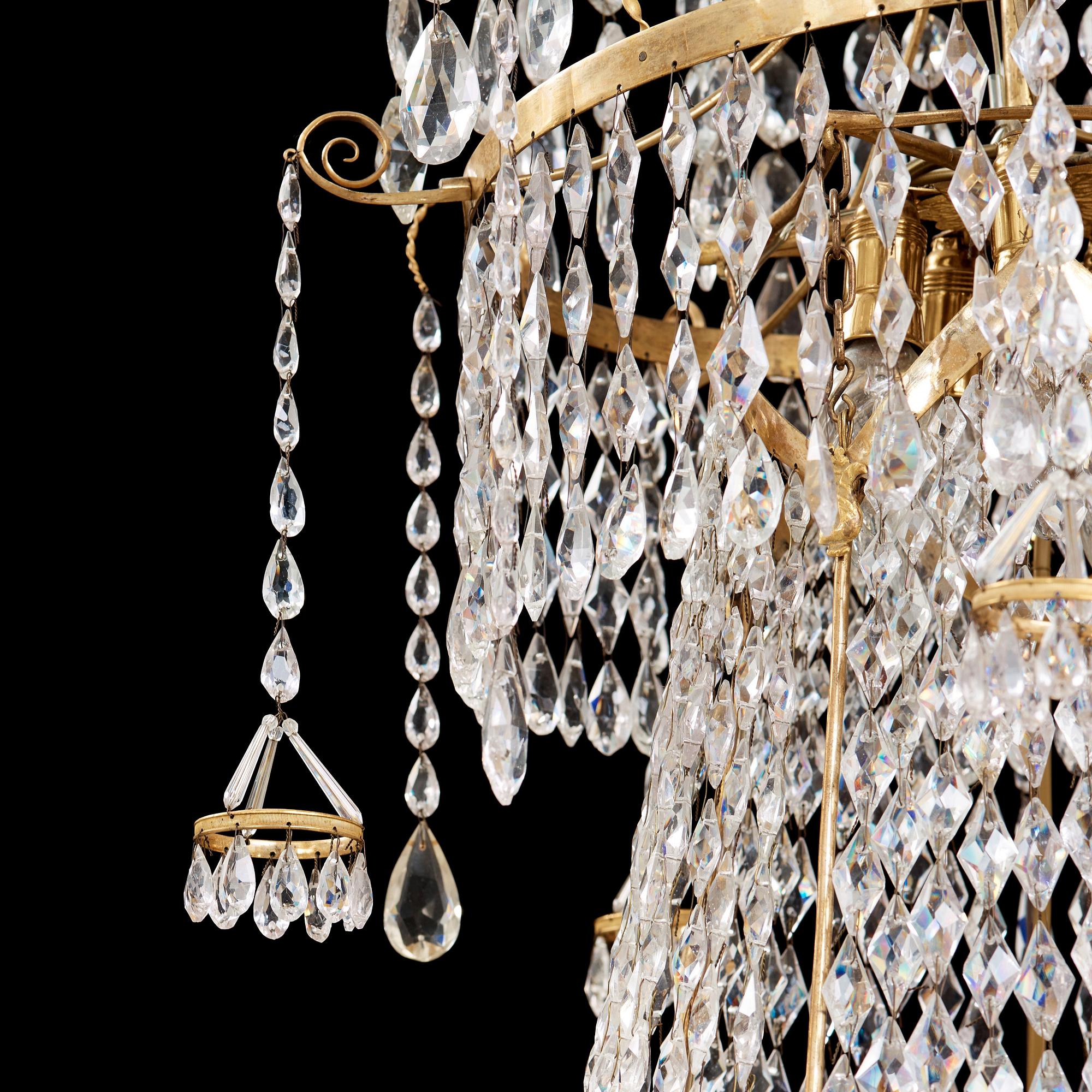A late Gustavian fifteen-light chandelier by C. H. Brolin (1765-1832).