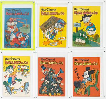 Comic books, 6 pieces, "Donald Duck & Co" No. 8 1956, No. 22 1957, No. 26 1957, No. 19 1958, No. 2 1959 & No. 38 1959.