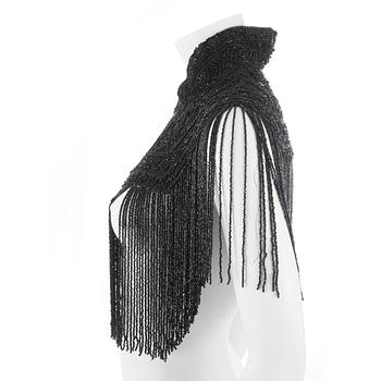 COLLAR, black silk with extensive beading, late 19th/early 20th century.