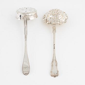 Two Swedish Silver Sprinkle Spoons, 19th century.
