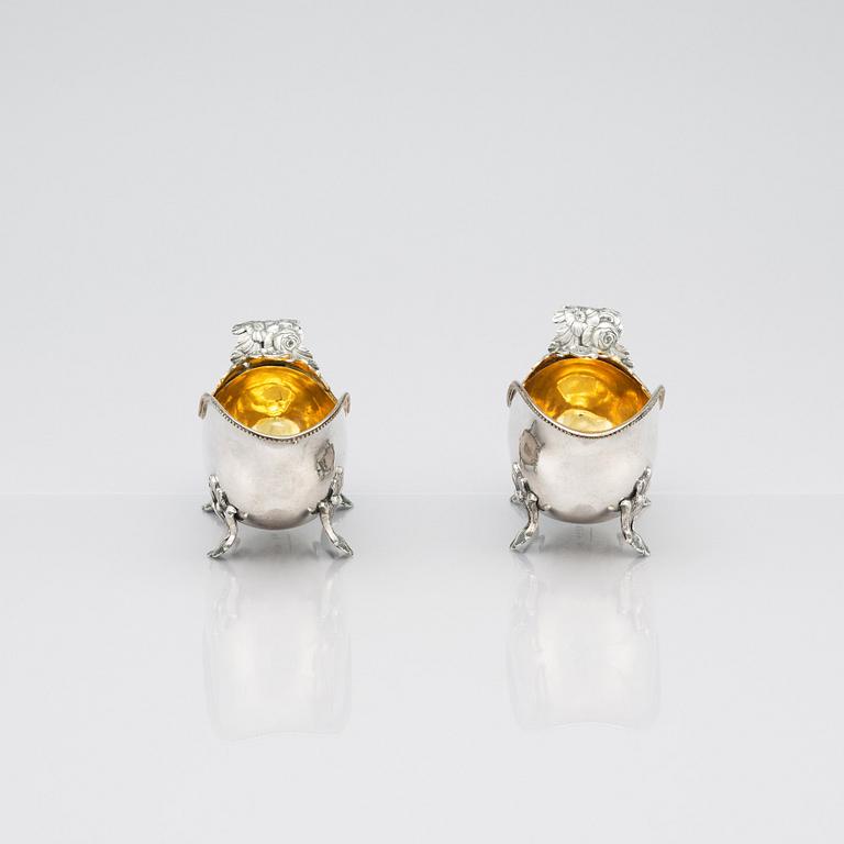 A pair of Swedish Rococo sauce-jugs, mark of Anders Schotte, Uddevalla 1794.