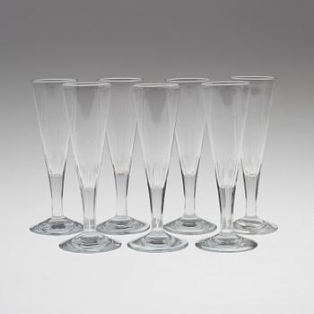 SEVEN MID 19TH CENTURY CHAMPAGNE GLASSES.
