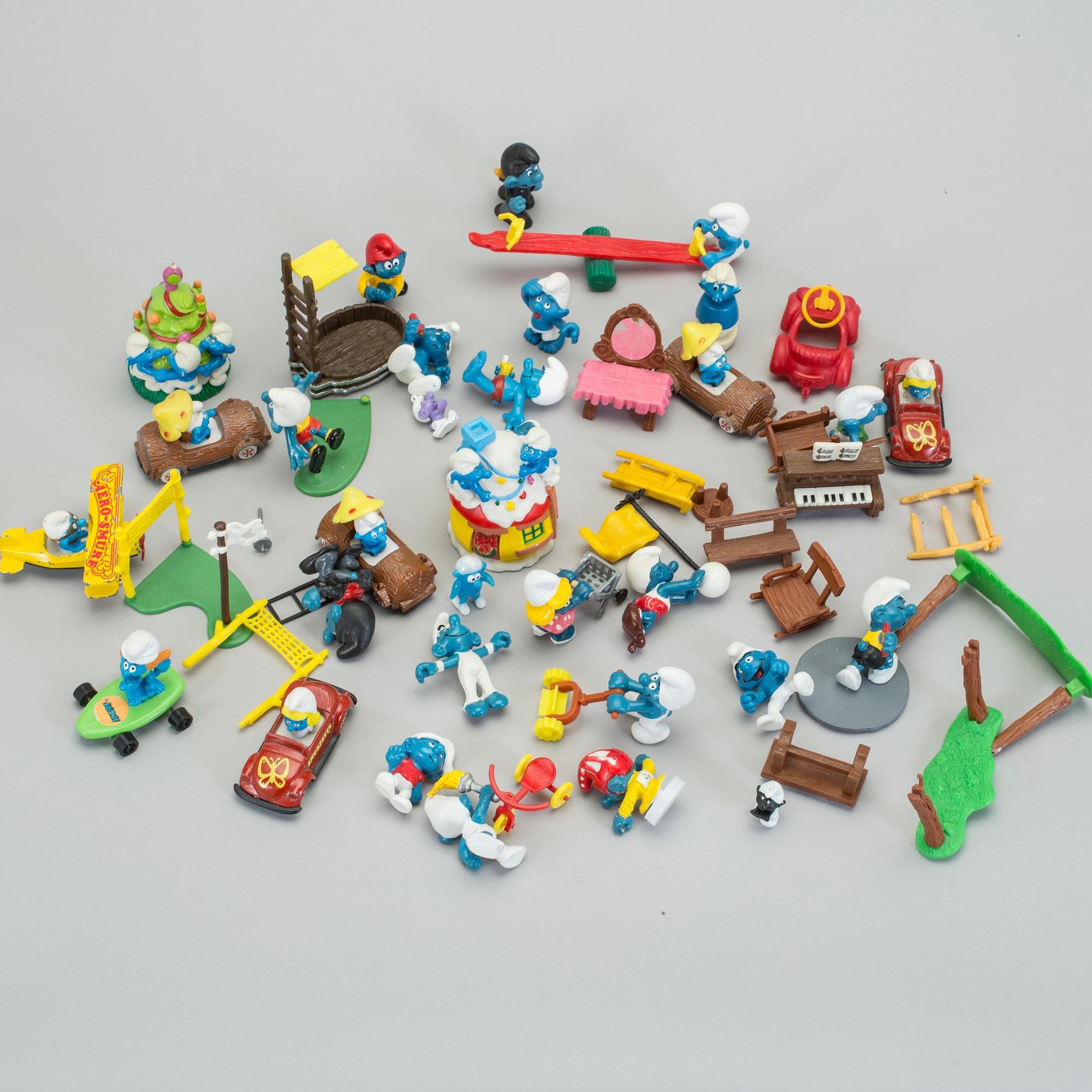 PARTI SMURFFÖREMÅL, 50 stycken, 1970/80/90-tal.