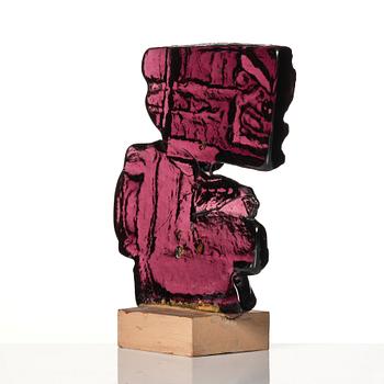 Edvin Öhrström, a unique cast purple glass sculpture, Lindshammars glasbruk, Sweden, probably 1950-60s.