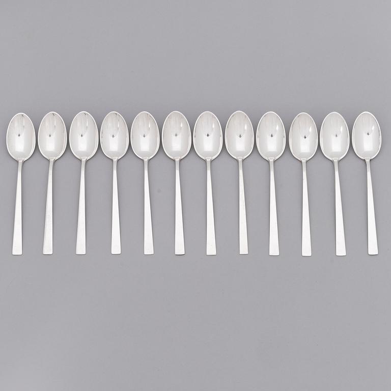 BERTEL GARDBERG, a 108-piece set of "Birgitta" silver cutlery, marked BG, Hopeatehdas oy, Helsinki 1956-61.