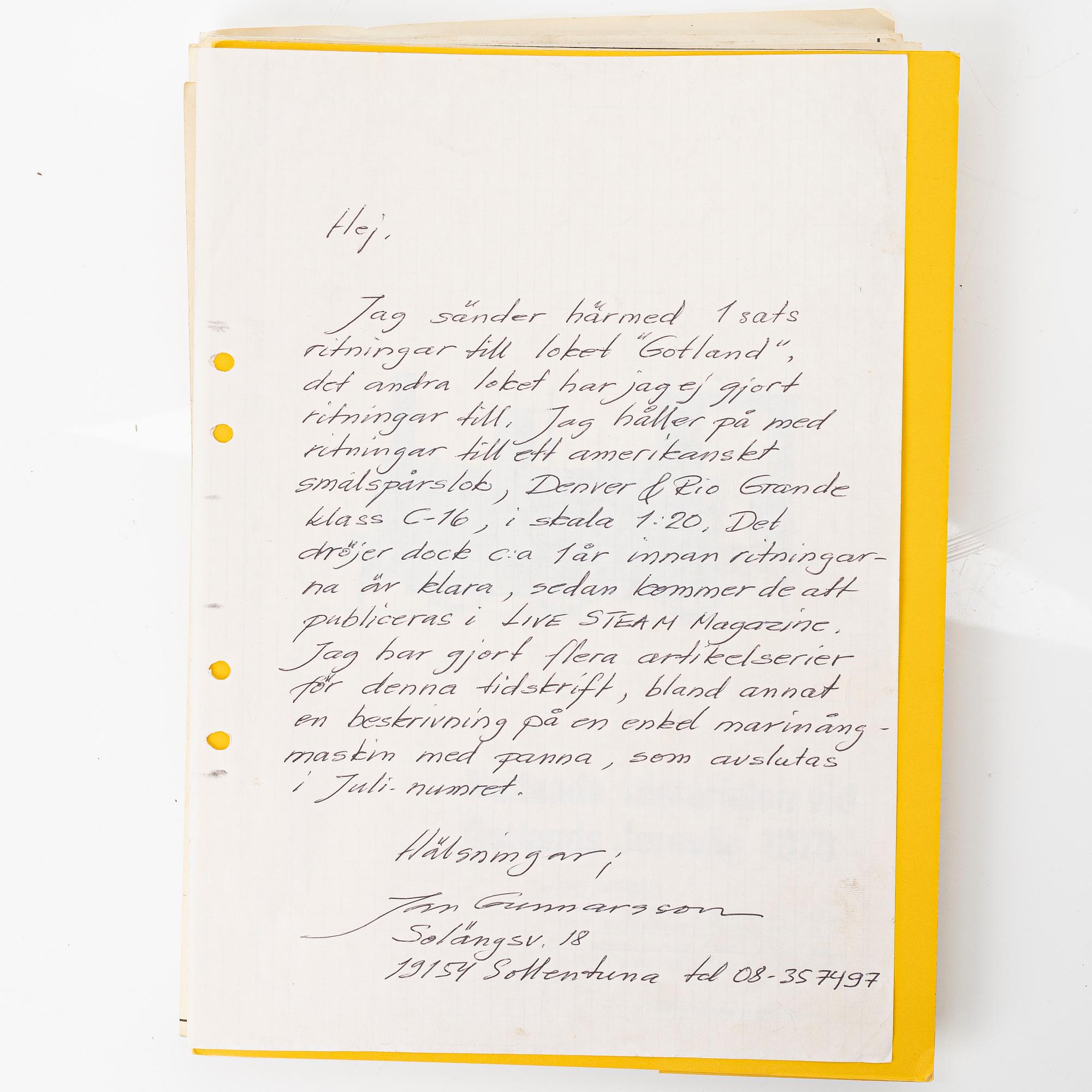 Steam locomotive. "Gotland". Live steam. Drawings by Jan Gunnarsson.