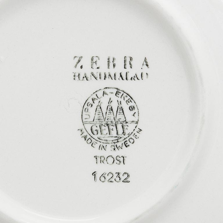 Eugen Trost, Kaffeservis, 17 delar, "Zebra", flintgods. Uppsala-Ekeby Gefle, i produktion 1955-1967.