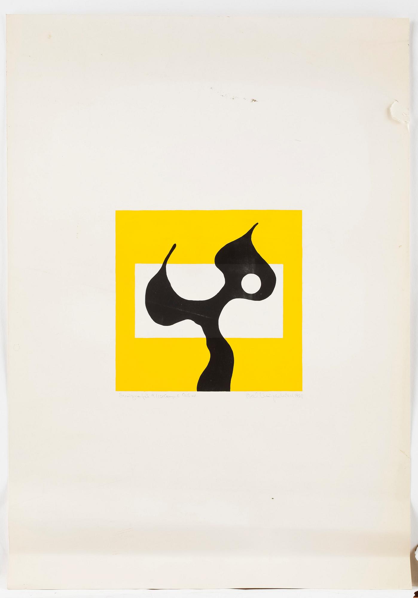 AXEL KNIPSCHILD, en serigrafi samt en blandteknik möjligen Knipschild, en signerad och daterad -68, numrerad 9/100.