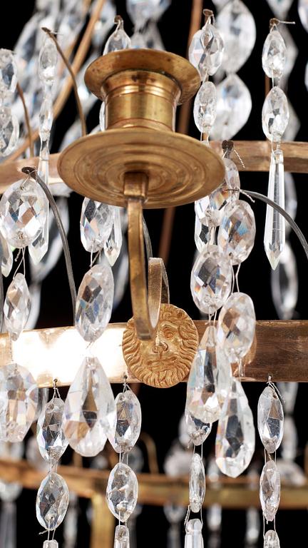 A late Gustavian early 19th century seven-light chandelier.
