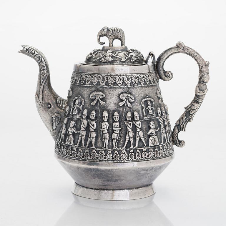An Indian silver teapot.