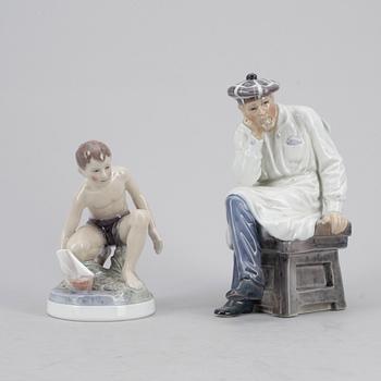 FIGURINER, 2 st, porslin, Dahl Jensen, Danmark.