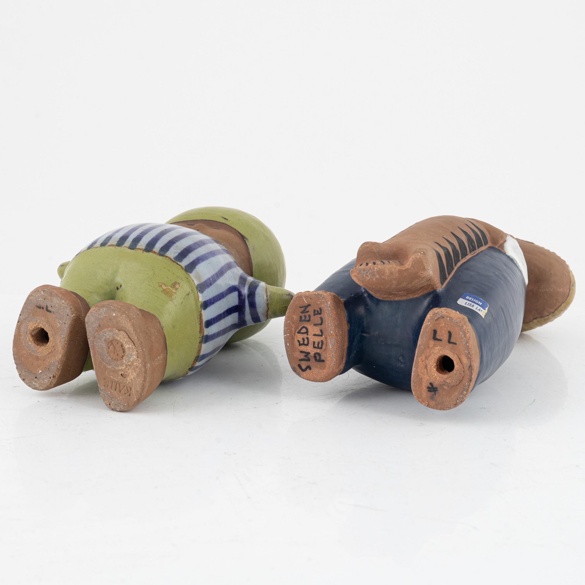 Lisa Larson, figuriner, 2 st, "Pelle" och "Kalle", Gustavsberg.