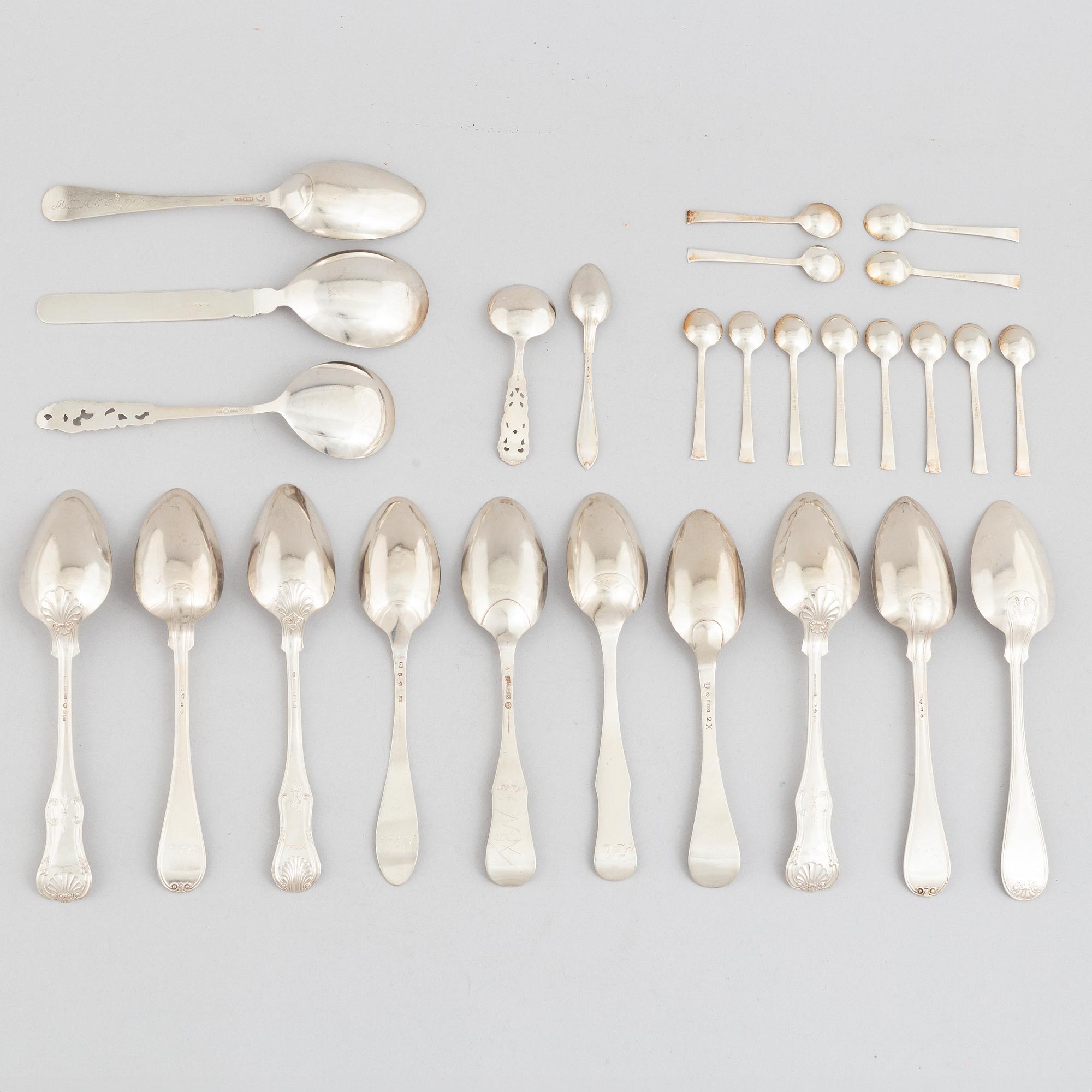 Cutlery, 27 pieces, silver, 18th-19th Century, mostly Sweden.
