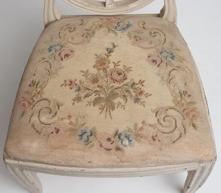 A Gustavian chair attributed to Jacob Malmsten (master in Stockholm 1780-1788).