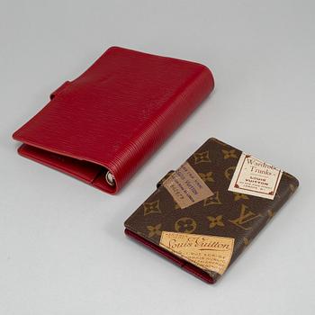 LOUIS VUITTON, a red epi and a monogram canvas diary.