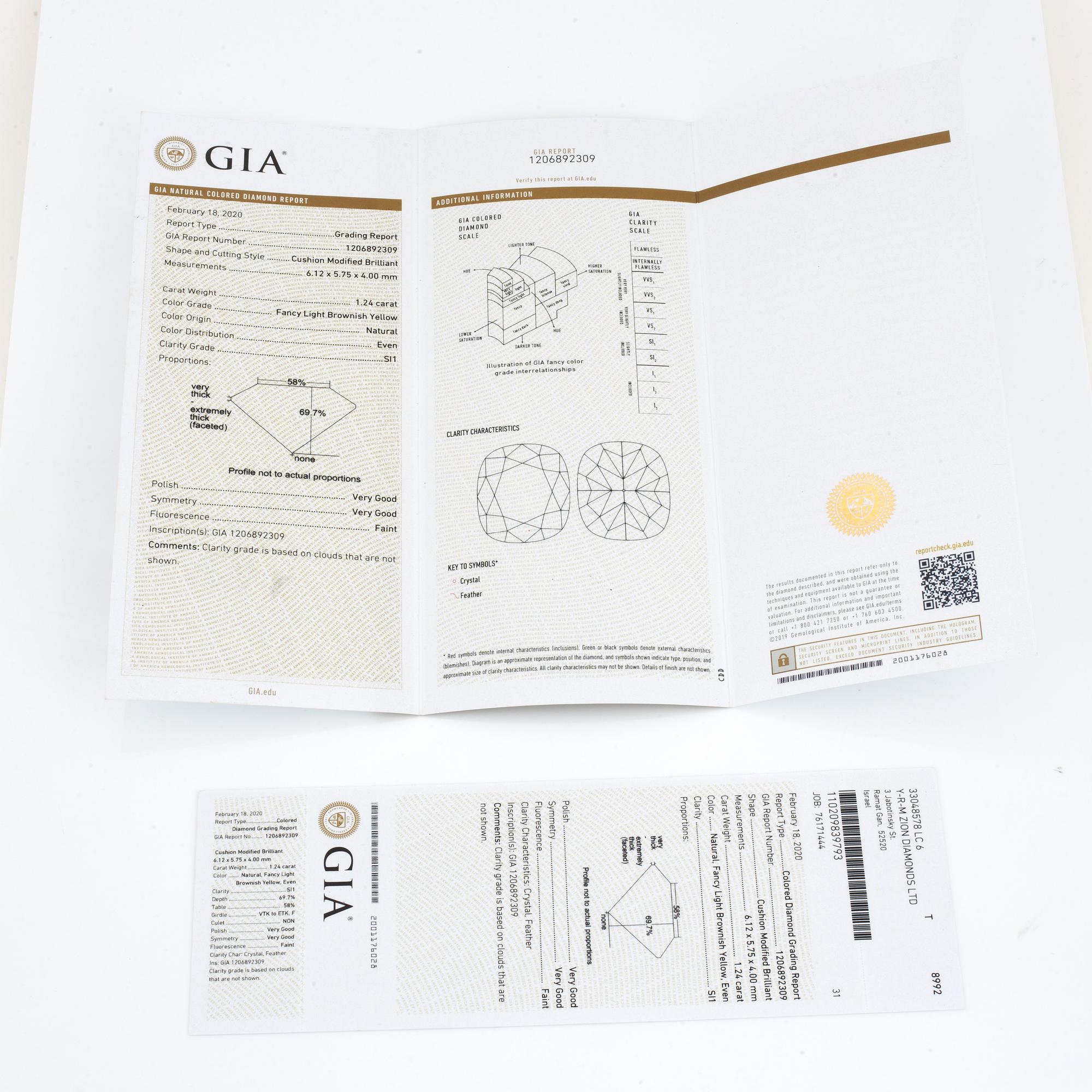 RING, med diamanter, mittsten 1,24 ct med GIA certifikat.