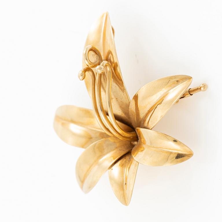 Brooch/pendant, Engelbert, Stigbert, in the form of a lily, 18K gold.