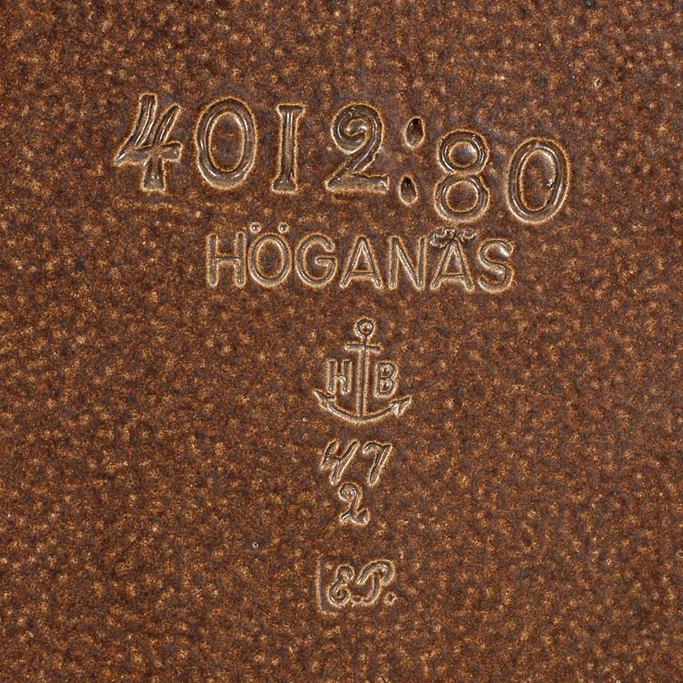 FÖRVARINGSKÄRL HÖGANÄS, 2 st, saltglaserat stengods, 1900-talets första del.