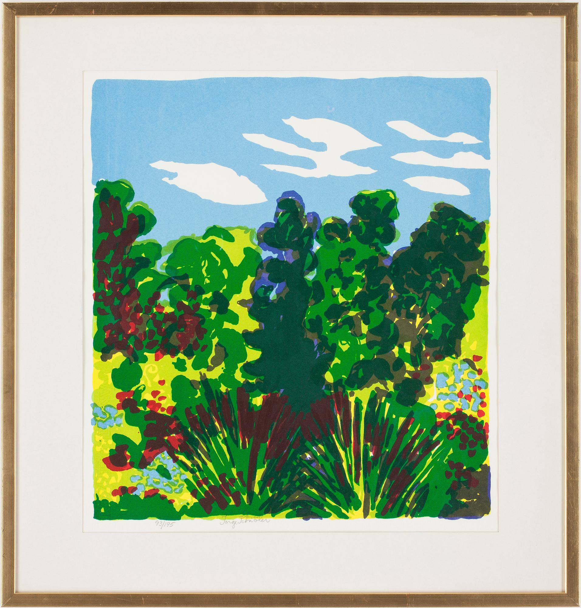 INGE SCHIÖLER, färglitografi, signerad och numrerad 93/195.