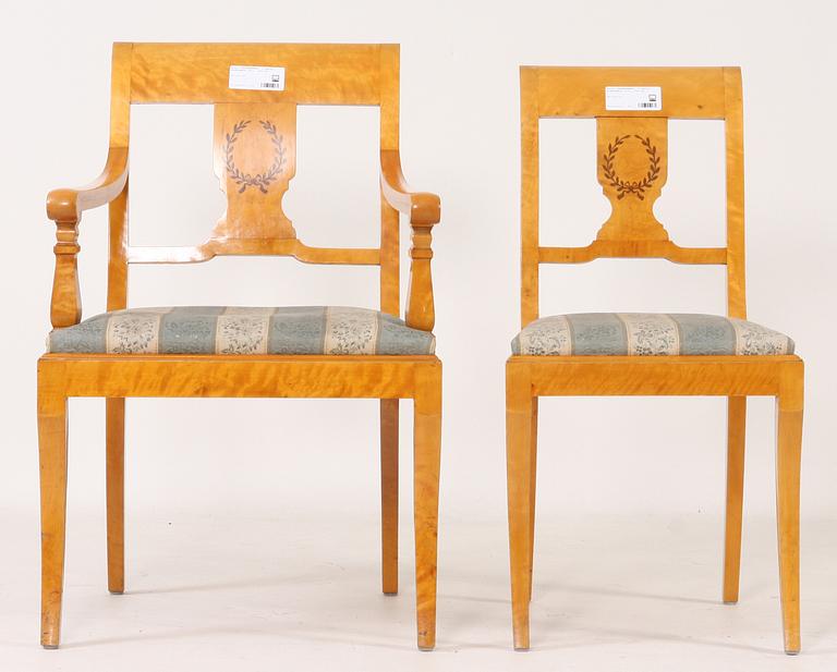 SALONGSGRUPP, 10 delar, biedermeier-stil, 1900-tal.