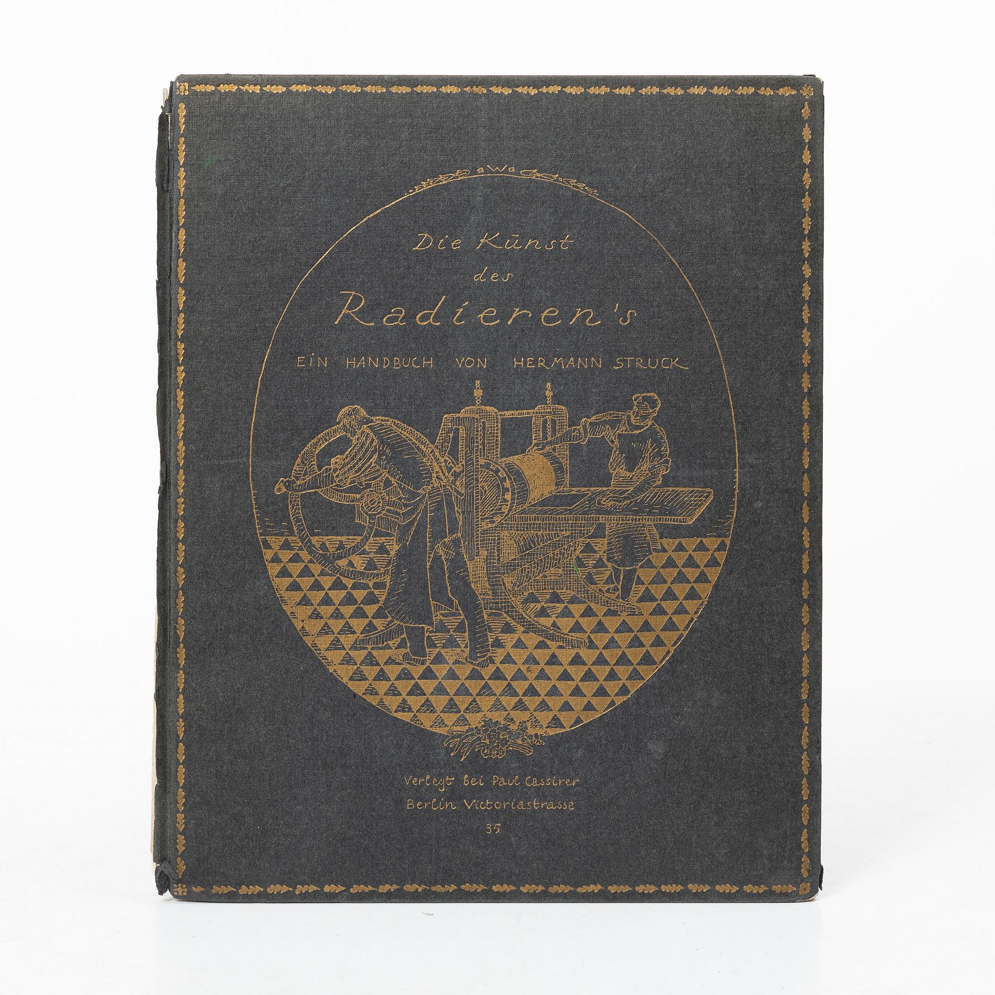 Hermann Struck, "Die Künst des Radieren's" bok med fem originaletsningar av bl a Edvard Munch och Max Liebermann.