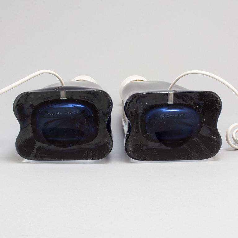 CARL FAGERLUND, a pair of glass lamps, Orrefors.