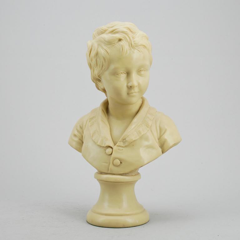 JEAN-ANTOINE HOUDON, efter, konstmassa, bär tryckt signatur.