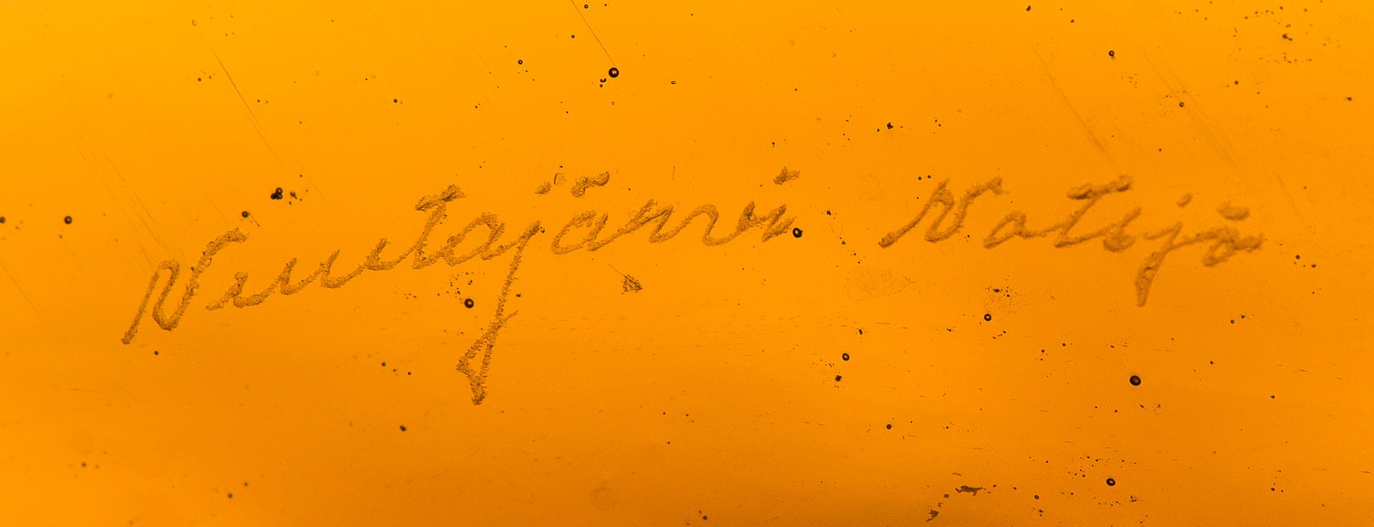 KAJ FRANCK, MALJA, "Sargasso", lasia, signeerattu Nuutajärvi Notsjö. 1960/70-luku.