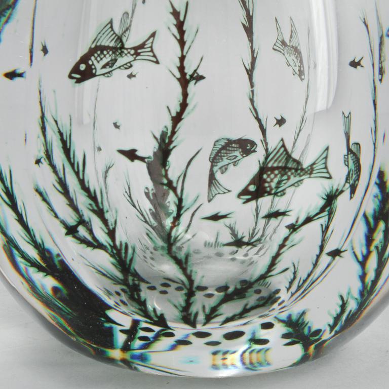 VAS, glas, "Fiskgraal", Edward Hald, Orrefors, signerad.