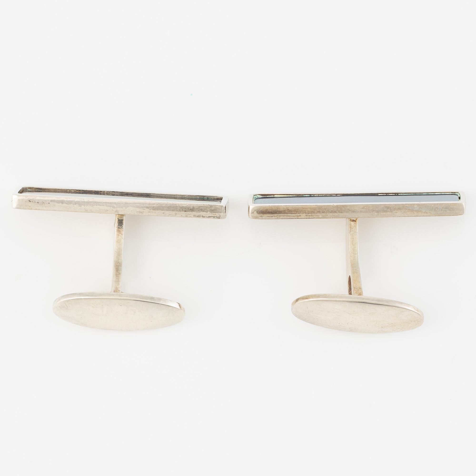 Jan Brunk, manschettknappar, sterlingsilver och emalj, Stockholm, 1992.