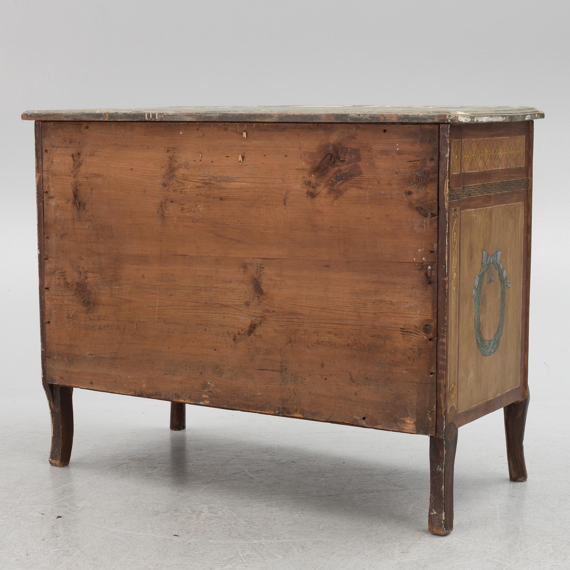 A Gustavian painted commode, late 18th century.