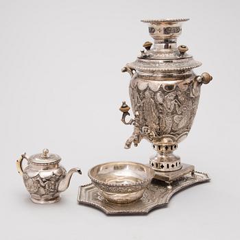 SAMOVAR, miniatyyri, hopeoitu, Persia 1900-luvun puoliväli.