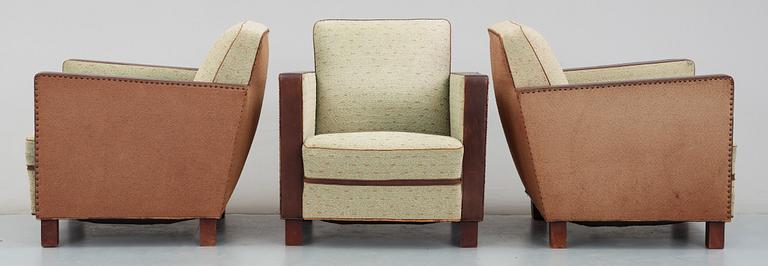 FÅTÖLJER, 3 st, art deco, 1900-talets första hälft.
