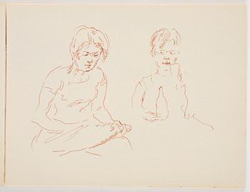 Lotte Laserstein, Skissblock med 22 teckningar varav 7 signerade.