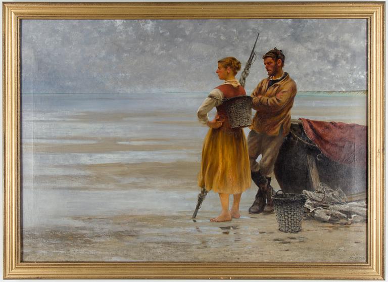 August Hagborg, Fisherfolk on the beach.