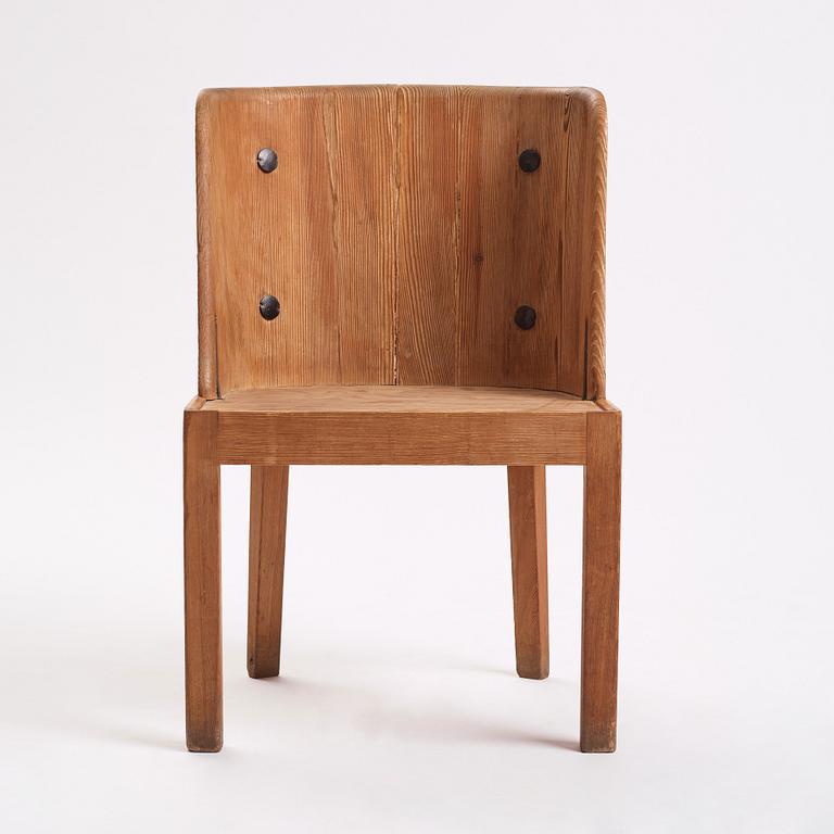 Axel Einar Hjorth, a stained pine 'Lovö' chair, Nordiska Kompaniet, Sweden 1930s.