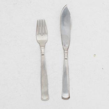 Fiskbestick, 16 delar, silver, "Rosenholm", GAB, 1980.