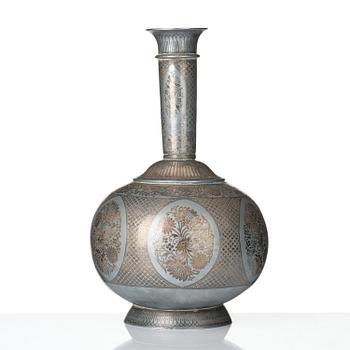 A metal base enamelled and silver inlay Surahi, Bidar, Deccan India 19th century.