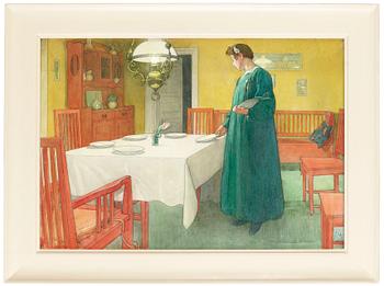 Carl Larsson, "Skolhushållet / Lisbeth dukande bordet".