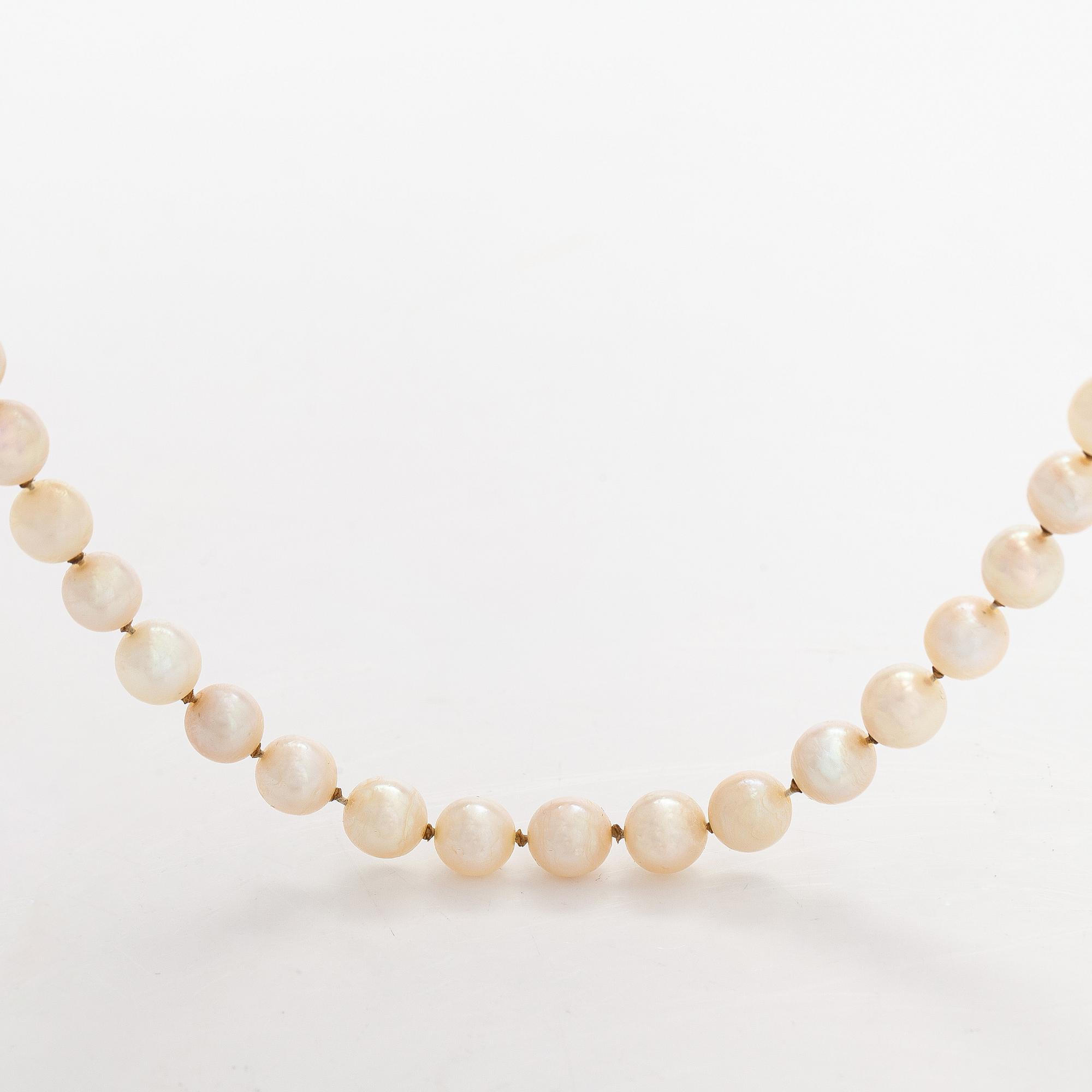 Pärlcollier, odlade pärlor, lås 18K vitguld.