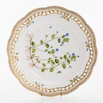 A "Flora Danica" porcelain plate, Royal Copenhagen, Denmark, 20th century.
