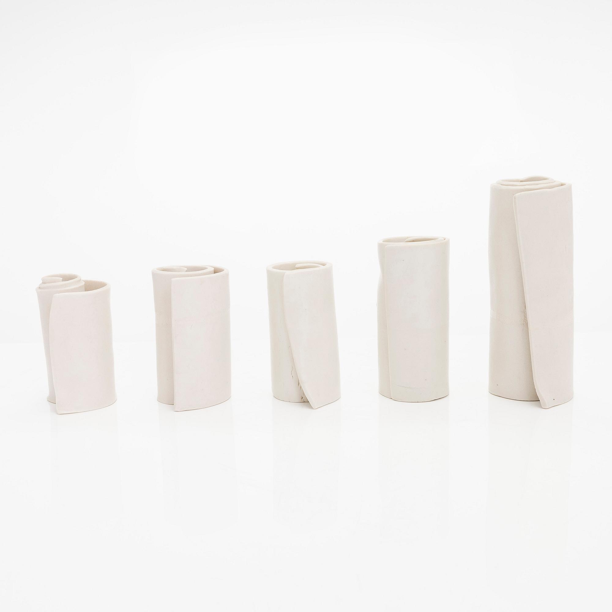 Kyllikki Salmenhaara, five stoneware ' Winding' sculptures signed KS.