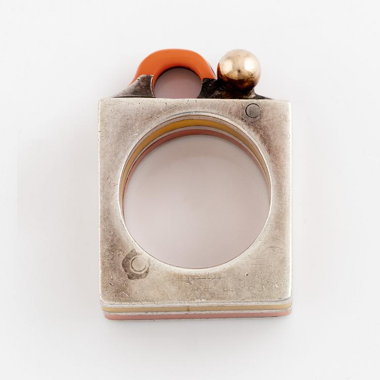 Silver and plastic ring, Bengt Bellander.