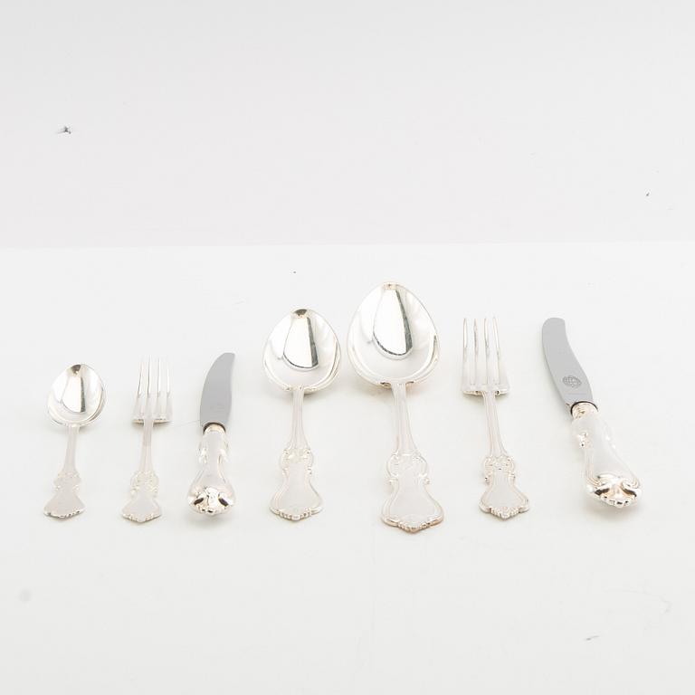 Cutlery, 86 dlr "Olga" silver CG Hallberg Stockholm 1950s.