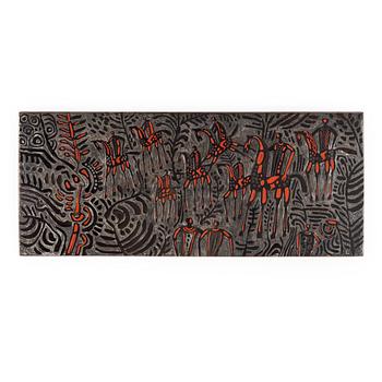 BÖRJE SKOGH, väggplatta, stengods. Gustavsberg studio 1980.