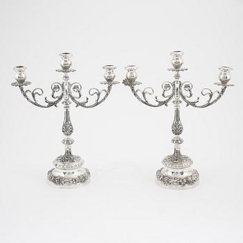 A pair of silver candelabra, Turkey, 1920's/30's.