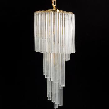 A glass and brass chandelier, Italy, 21st Century.