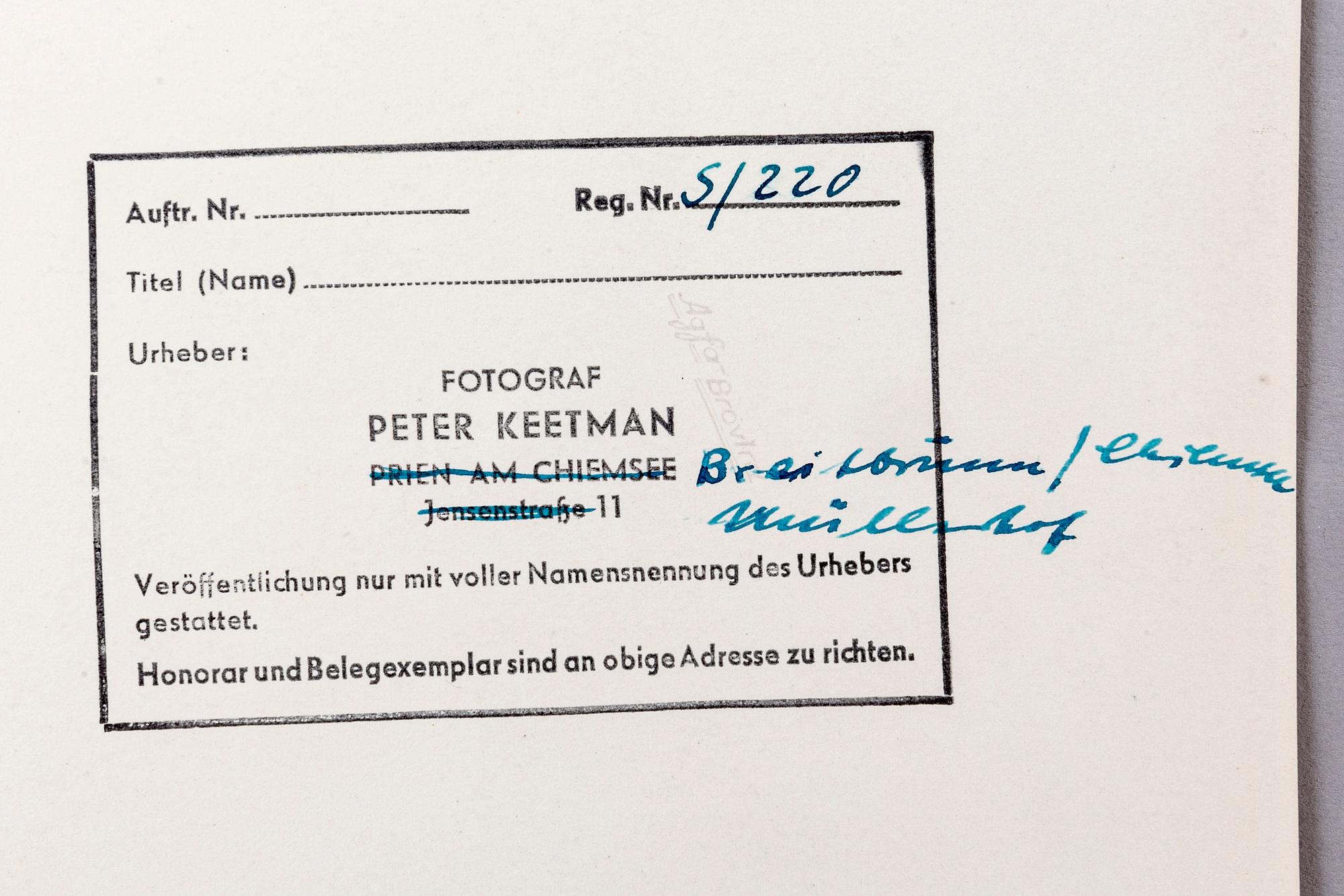 peter Keetman, photography stamped signature verso 1950/60s.