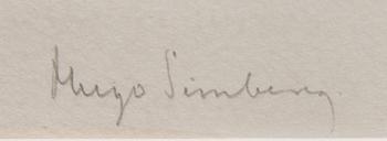 HUGO SIMBERG, viivasyövytys ja kuivaneula, myöhempi signeeraus.