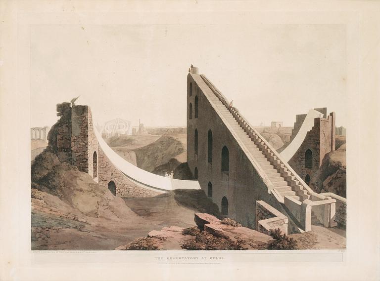 William Daniell, & Thomas Daniell, "The Observatory at Delhi", from: "Oriental Sceneray" (Plates XIX and XX).